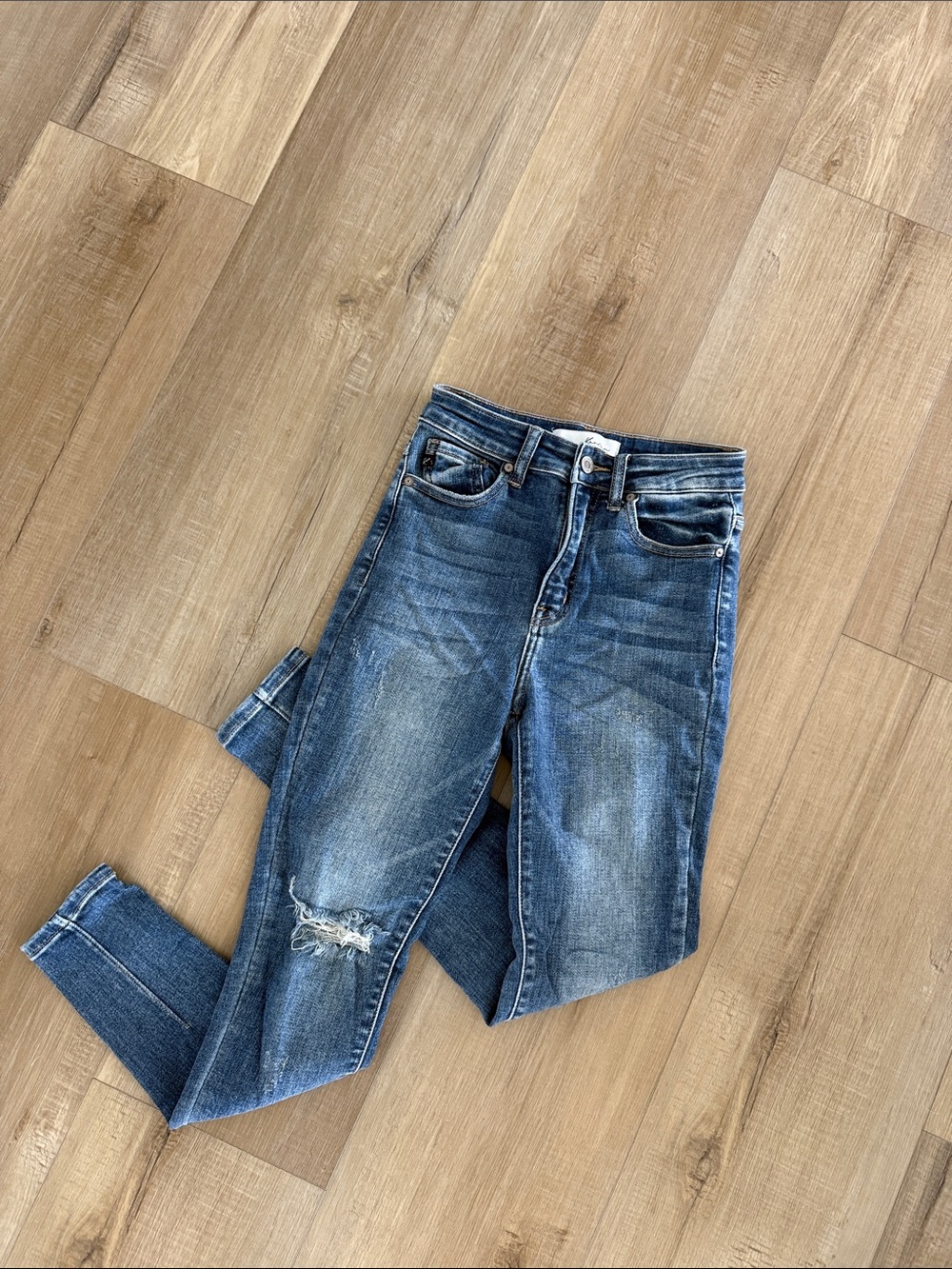 Kancan Women’s Distressed Blue Skinny Jeans